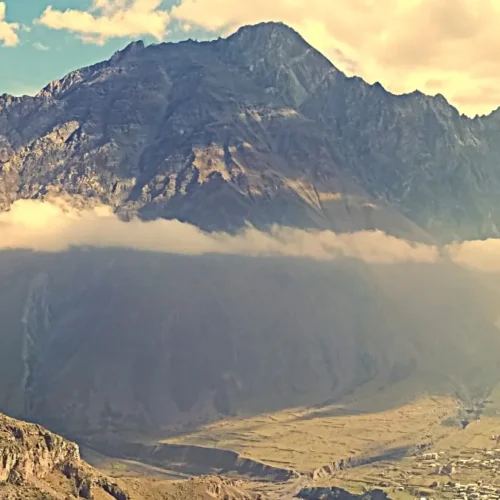 Kazbegi mountains view in Georgia from the 12-Day Private Journey Caucasus Peaks tour
