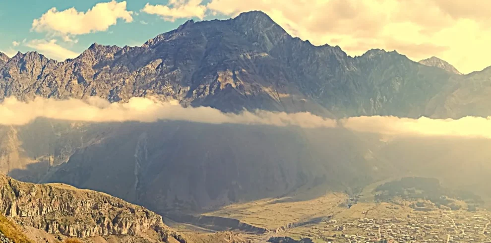 Kazbegi mountains view in Georgia from the 12-Day Private Journey Caucasus Peaks tour