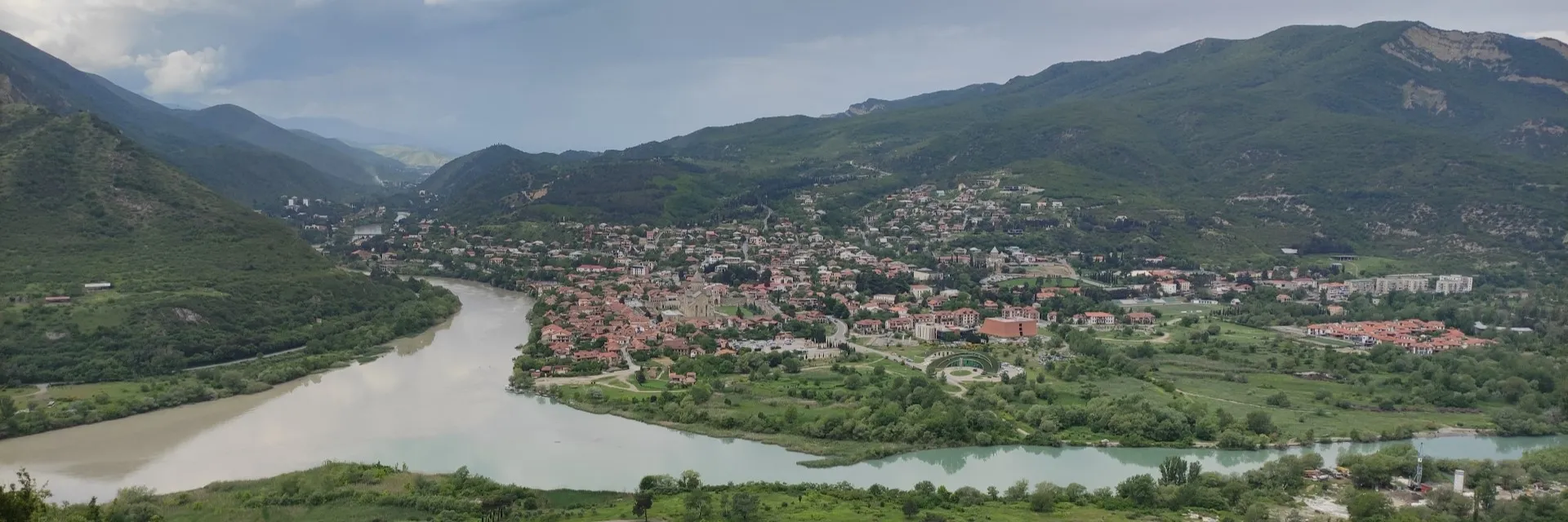 The grand Svetitskhoveli Cathedral standing in the center of historic Mtskheta town