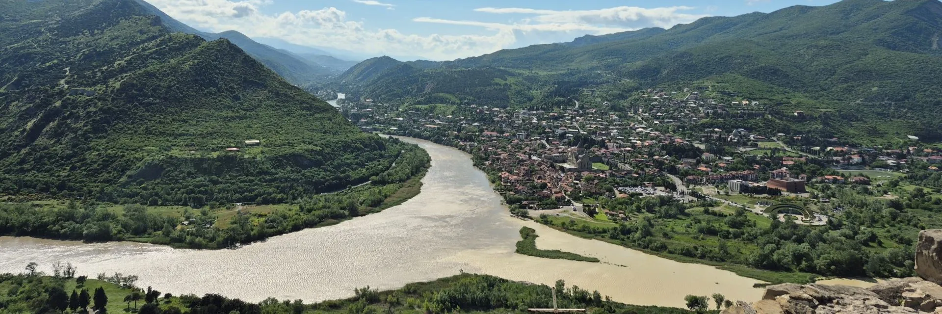 Confluence of Aragvi and Mtkvari rivers viewed from Jvari Monastery